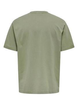Camiseta Only and Sons Derek Relaxed verde para homem.