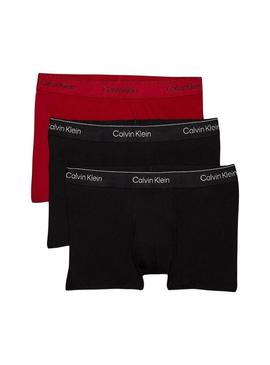 Pack 3 cuecas Calvin Klein pretas e vermelhas para homem