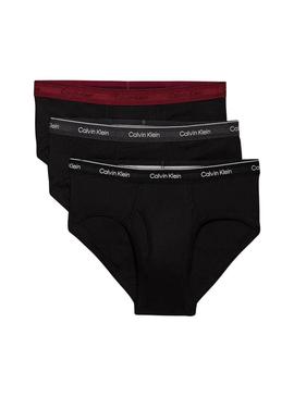Conjunto de 3 cuecas Calvin Klein pretas para homem.