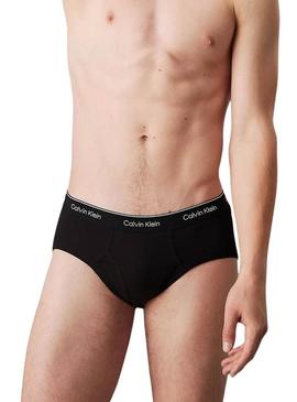 Conjunto de 3 cuecas Calvin Klein pretas para homem.