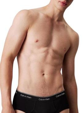 Conjunto de 3 cuecas Calvin Klein pretas para homem.