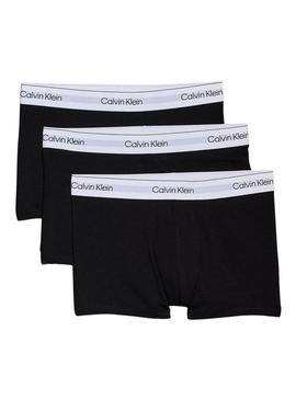Pack 3 cuecas Calvin Klein preto cintura branca para homem.