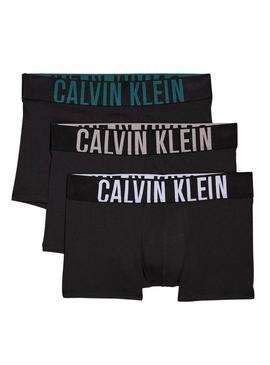 Pack 3 cuecas Calvin Klein Logo em contraste preto para homem.
