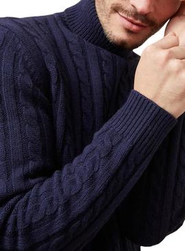 Camisola de gola alta azul para homem da marca Altonadock.