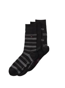 Caixa de presente 3 Pares de Meias Tommy Hilfiger pretas para homem