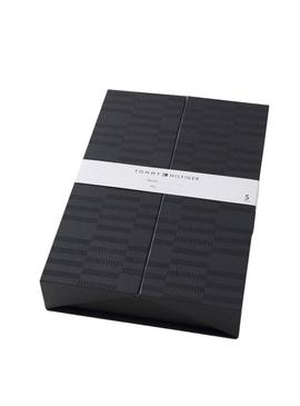 Caixa de presente com 5 pares de meias Tommy Hilfiger listradas e com pontos pretos para homem.