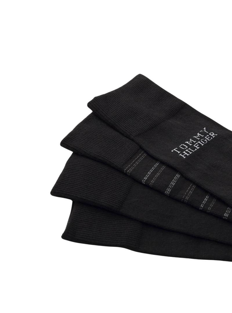 Caixa de presente 4 meias Tommy Hilfiger pretas para homem.