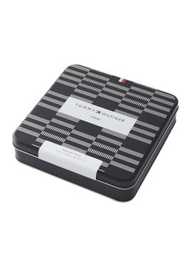 Caixa de presente com 4 pares de meias Tommy Hilfiger azul marinho para homens.