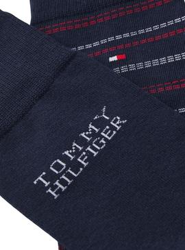 Caixa de presente com 4 pares de meias Tommy Hilfiger azul marinho para homens.