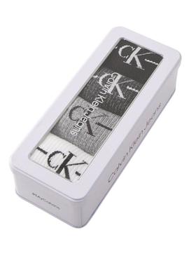 Caixa de presente com 4 pares de meias Calvin Klein Monogram para homem
