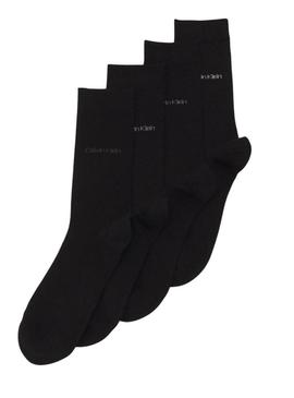 Caixa de presente com 4 pares de meias Calvin Klein pretas para homem.