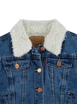 Jaqueta Levis Sherpa Trucker Azul para Menina