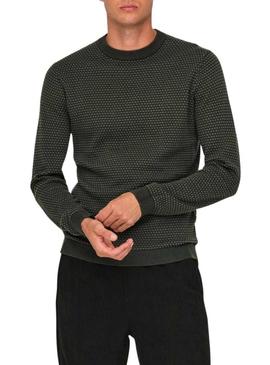 Camisola Only and Sons com tampa estruturada verde para homem.