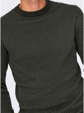 Camisola Only and Sons com tampa estruturada verde para homem.
