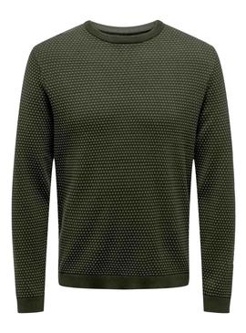 Camisola Only and Sons com tampa estruturada verde para homem.