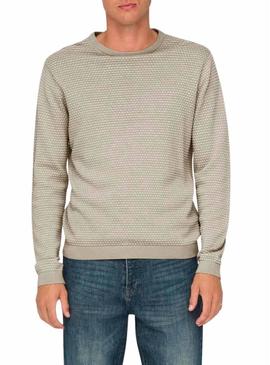Camisola Only and Sons com estrutura de abas bege para homem