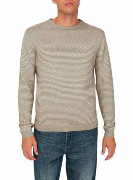 Camisola Only and Sons com estrutura de abas bege para homem