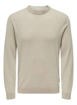 Camisola Only and Sons com estrutura de abas bege para homem