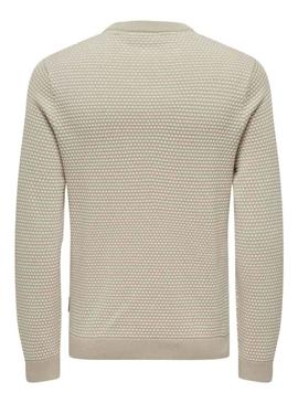 Camisola Only and Sons com estrutura de abas bege para homem