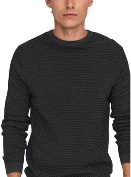 Camisola Only and Sons cinza estruturada para homem