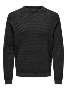 Camisola Only and Sons cinza estruturada para homem