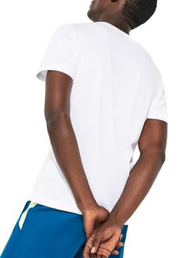 T-Shirt Lacoste Sport Quadra de tênis Branco Homem