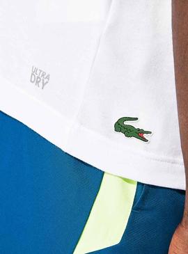 T-Shirt Lacoste Sport Quadra de tênis Branco Homem