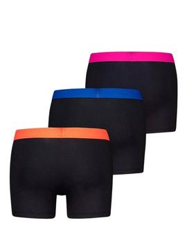 Caixa de presente Levis 3 cuecas preto neon para homem.