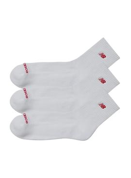 Pacote de meias New Balance brancas para mulheres e homens.