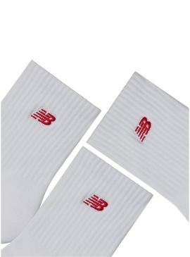 Pacote de meias New Balance brancas para mulheres e homens.