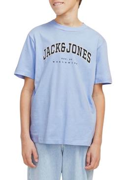 Camiseta Jack and Jones Caleb azul para criança.