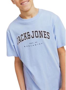 Camiseta Jack and Jones Caleb azul para criança.