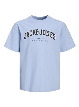 Camiseta Jack and Jones Caleb azul para criança.