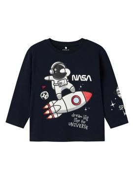 Camiseta Name It Dalum Nasa marinho para menino