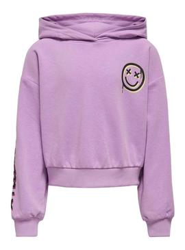 Moletom Only Smile em malva para menina.