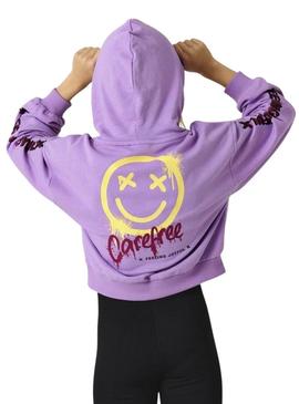 Moletom Only Smile em malva para menina.