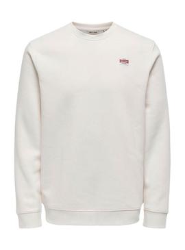 Moletom Only and Sons Dawson bege para homem.