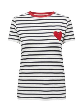 Camiseta Only Heart branca e azul para mulher.