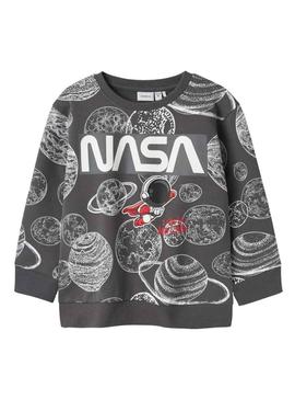 Moletom Name It Daim Nasa cinza para menino.