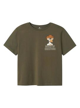 Camisa Name It Dyn Bored verde para meninos.
