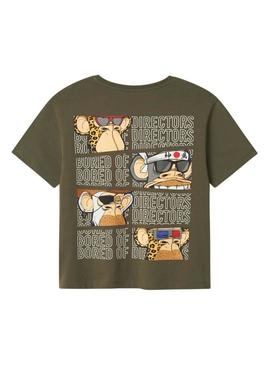 Camisa Name It Dyn Bored verde para meninos.