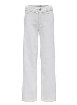 Calça Only Kids Sylvie branca para menina.