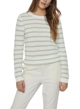 Camisola Vila Vidalo branca e verde para mulher.