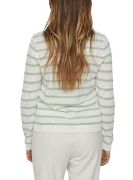 Camisola Vila Vidalo branca e verde para mulher.