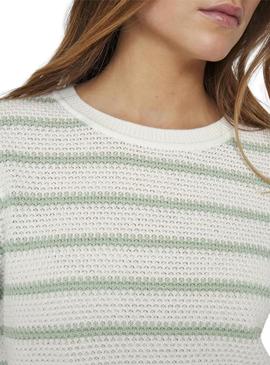 Camisola Vila Vidalo branca e verde para mulher.