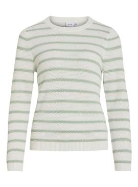Camisola Vila Vidalo branca e verde para mulher.