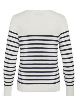 Jersey Vila Viwennie branco e azul para mulher.