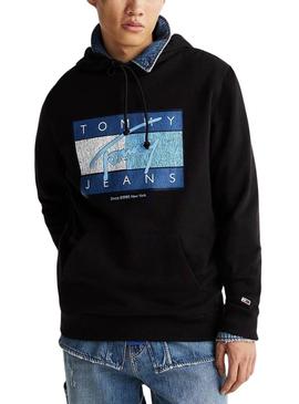 Moletom Tommy Jeans DNA preto para homem.
