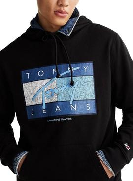Moletom Tommy Jeans DNA preto para homem.