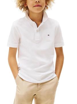 Camisa polo Tommy Hilfiger branca para criança.